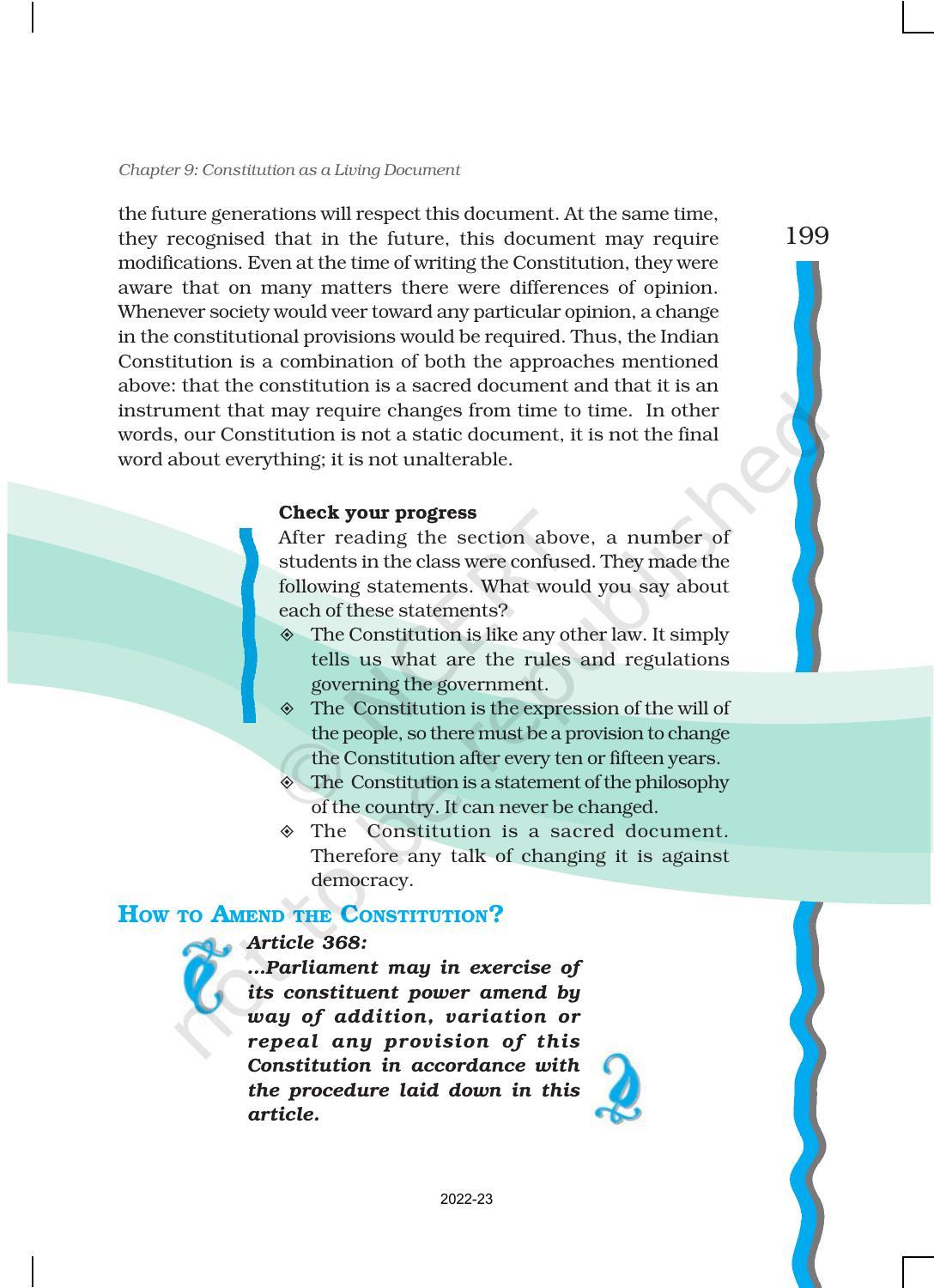 NCERT Book for Class 11 Political Science (Indian Constitution at Work) Chapter 9 Constitution as a Living Document - Page 4