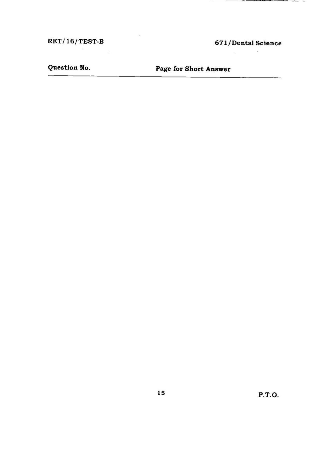 BHU RET DENTAL SCIENCE 2016 Question Paper - Page 15
