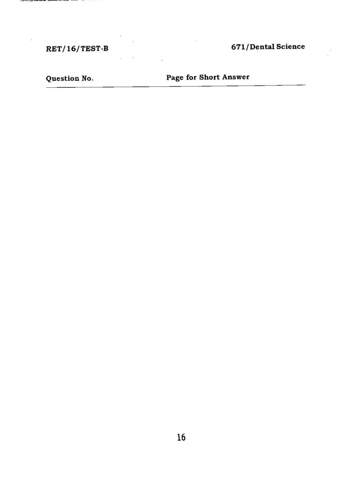 BHU RET DENTAL SCIENCE 2016 Question Paper - Page 16