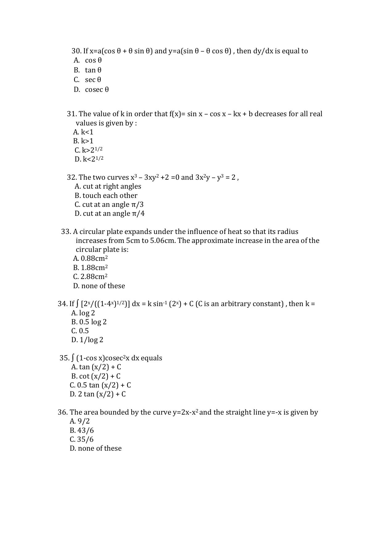 UG - Mathematics - IMU CET Model Question Papers - CET (Set-II) - Page 5