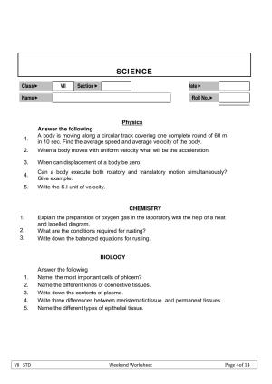 CBSE Worksheets for Class 7 Science Physics Chemistry Biology Assignment 5