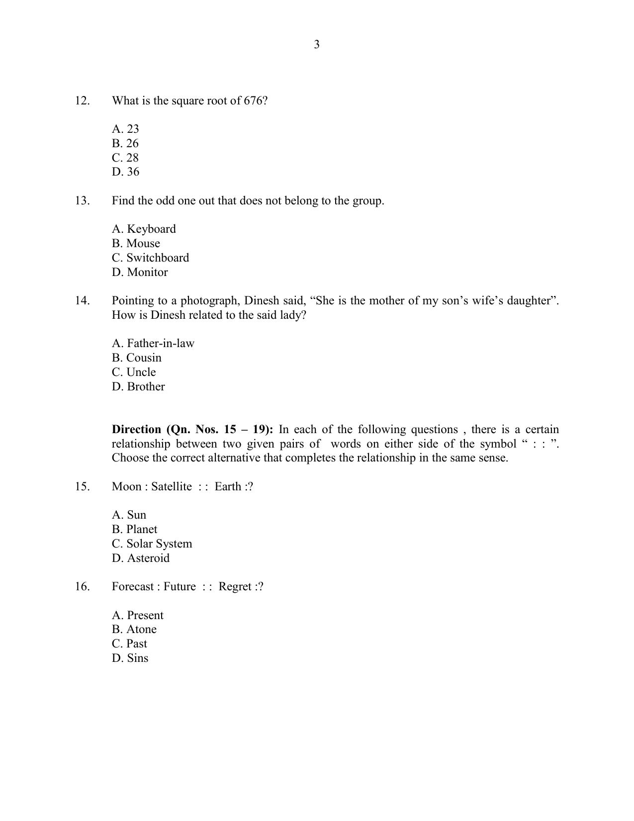 CUSAT CAT 2016 LLM Question Paper - Page 3