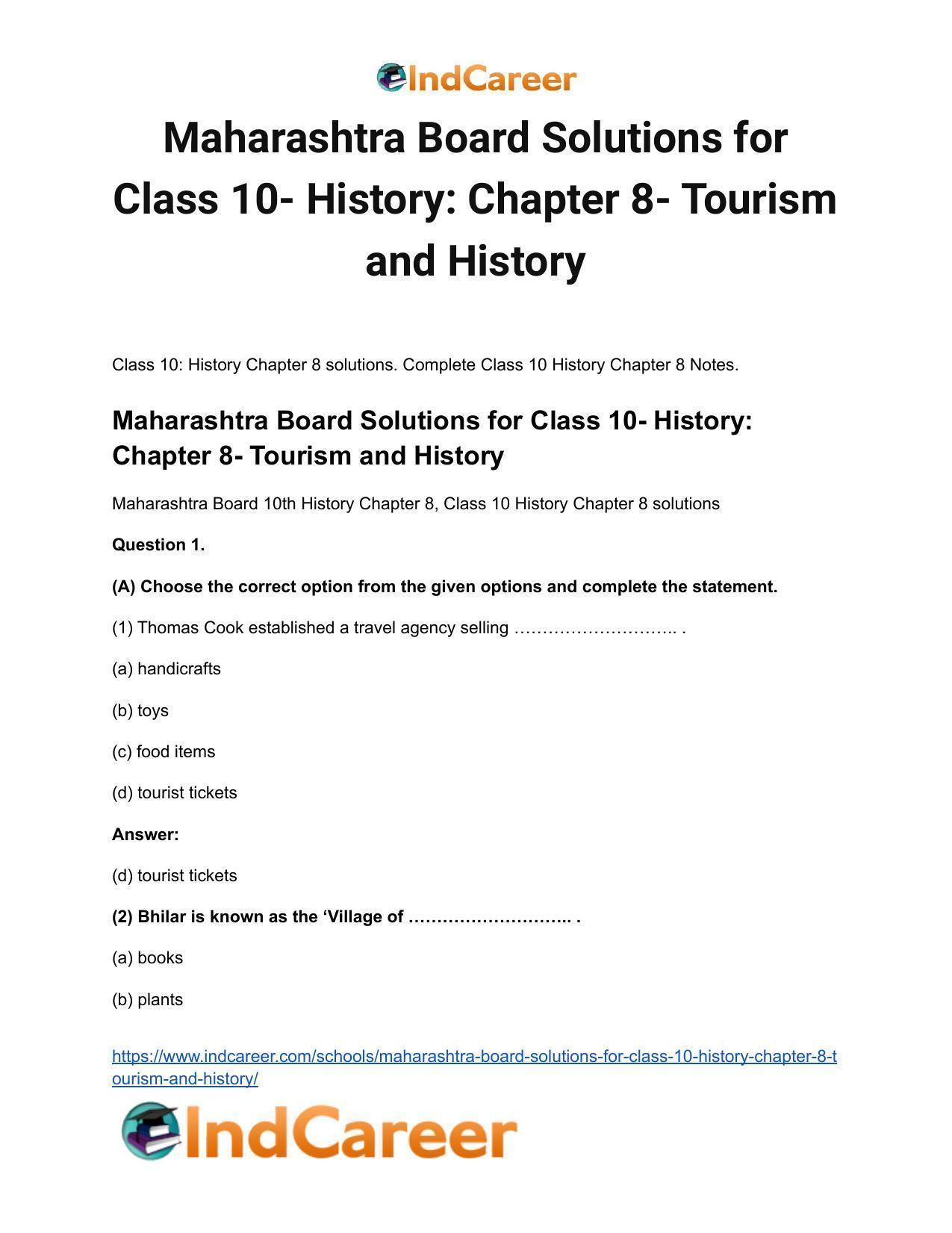 Maharashtra Board Solutions for Class 10- History: Chapter 8- Tourism and History - Page 2