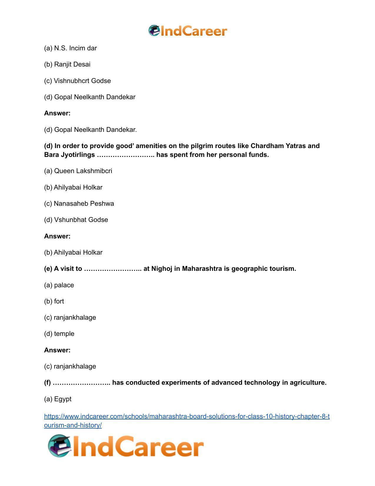 Maharashtra Board Solutions for Class 10- History: Chapter 8- Tourism and History - Page 10