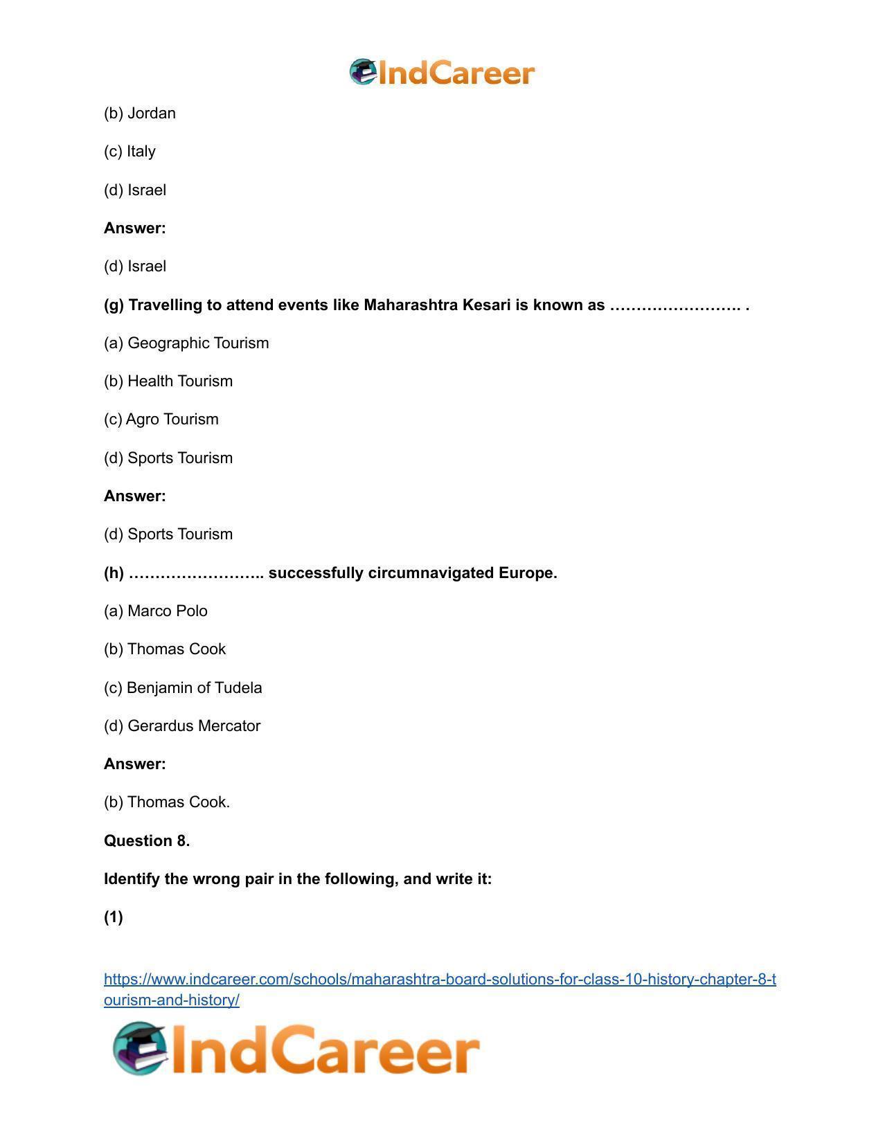 Maharashtra Board Solutions for Class 10- History: Chapter 8- Tourism and History - Page 11