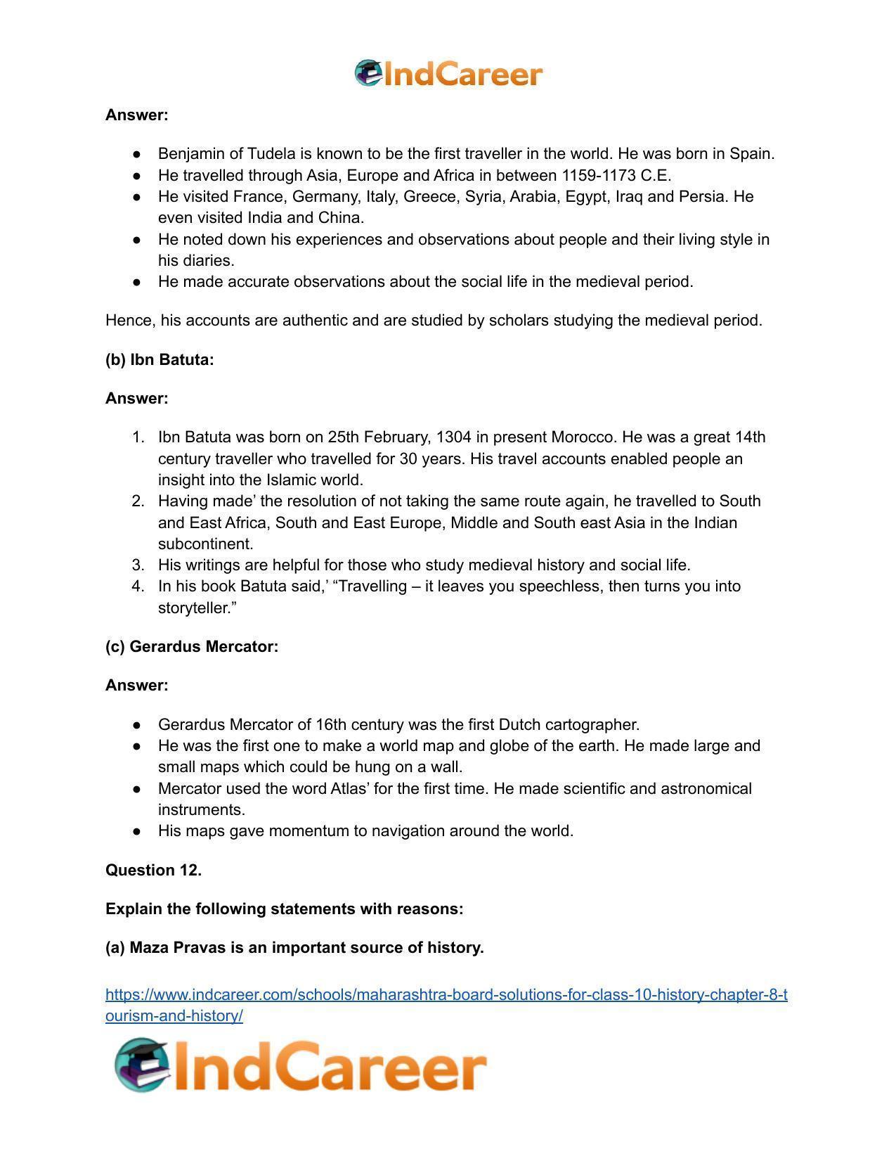 Maharashtra Board Solutions for Class 10- History: Chapter 8- Tourism and History - Page 19