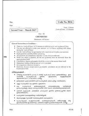 Kerala Plus Two 2017 Chemistry Question paper