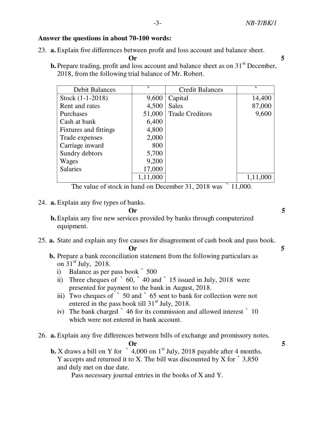 Nagaland Board Class 10 BOOK-KEEPING & ACCOUNTANCY 2020 Question Paper - Page 3