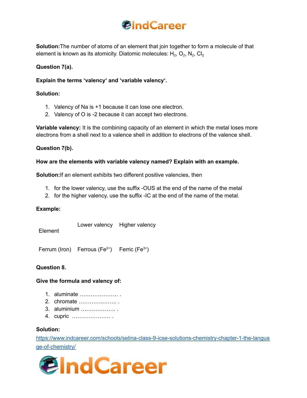 Selina Class 9 ICSE Solutions Chemistry : Chapter 1- The Language of Chemistry - Page 4