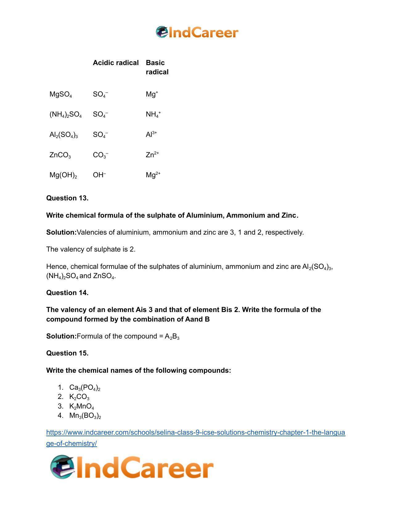 Selina Class 9 ICSE Solutions Chemistry : Chapter 1- The Language of Chemistry - Page 9