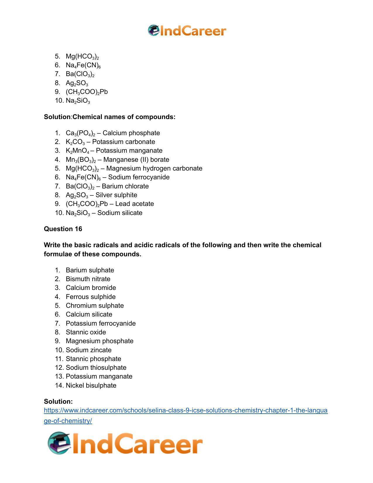 Selina Class 9 ICSE Solutions Chemistry : Chapter 1- The Language of Chemistry - Page 10