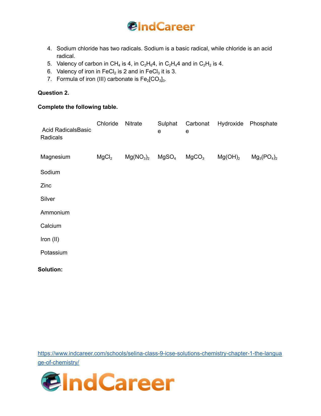 Selina Class 9 ICSE Solutions Chemistry : Chapter 1- The Language of Chemistry - Page 15