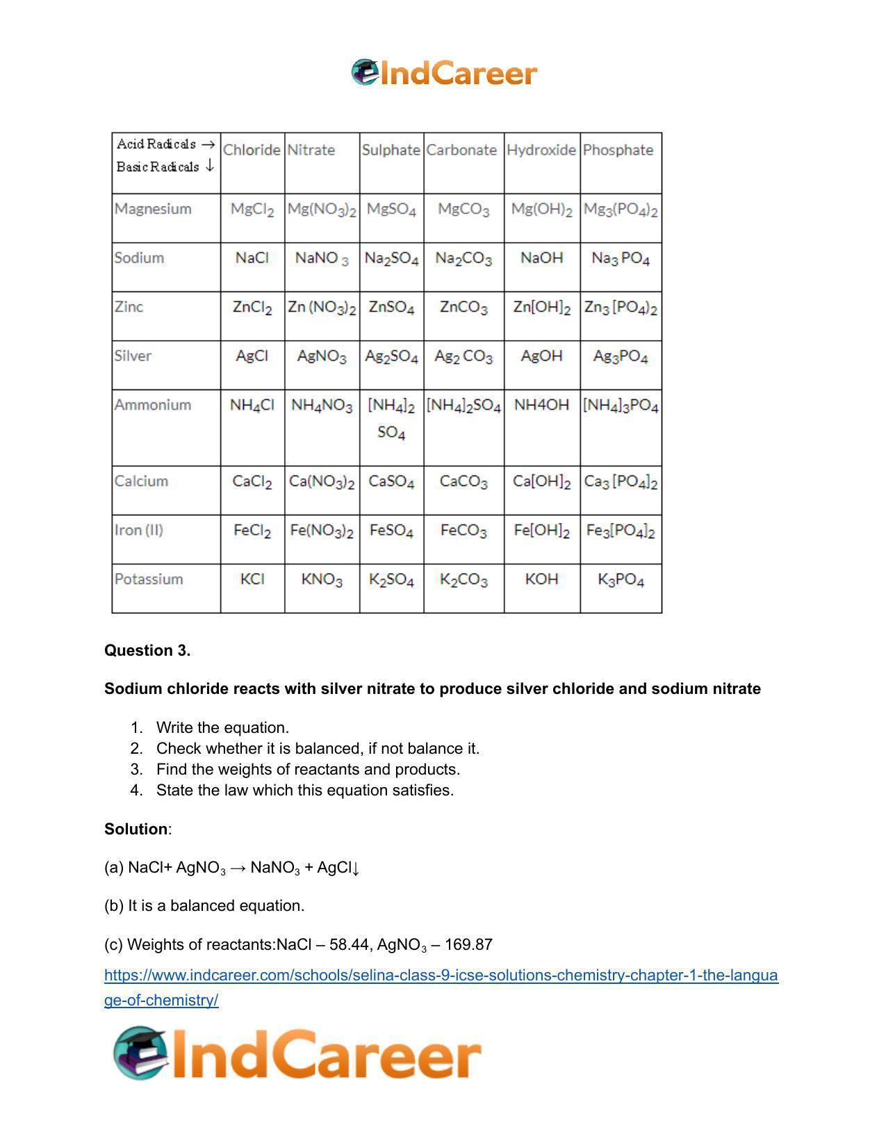 Selina Class 9 ICSE Solutions Chemistry : Chapter 1- The Language of Chemistry - Page 16