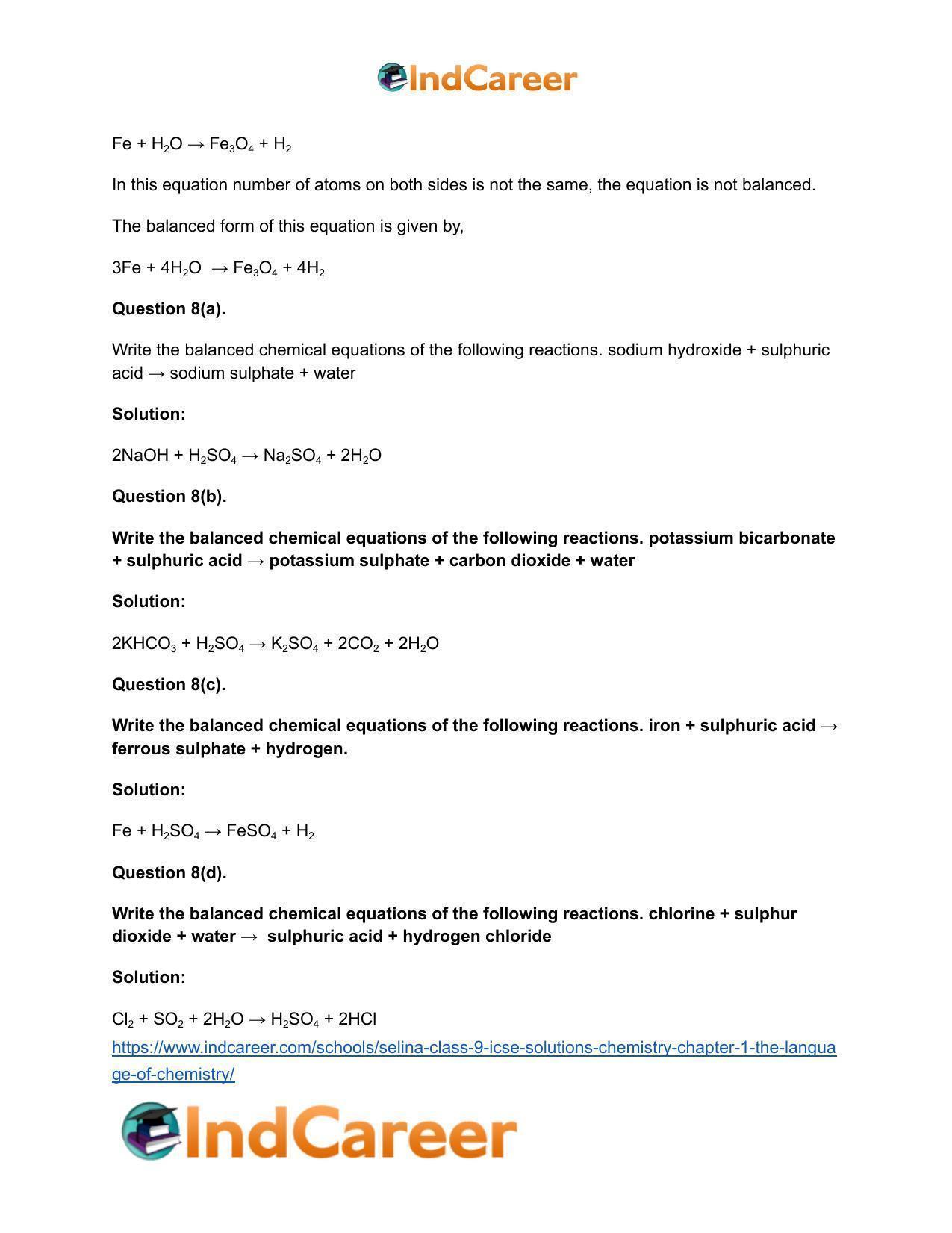 Selina Class 9 ICSE Solutions Chemistry : Chapter 1- The Language of Chemistry - Page 20