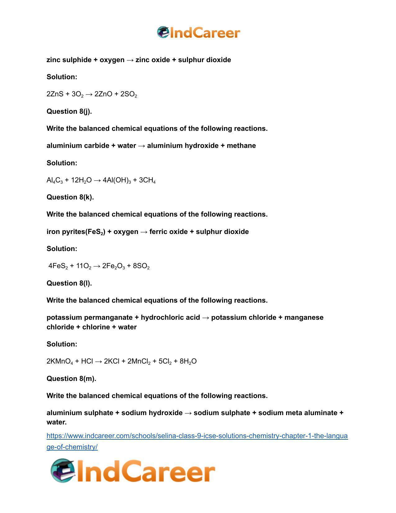 Selina Class 9 ICSE Solutions Chemistry : Chapter 1- The Language of Chemistry - Page 22