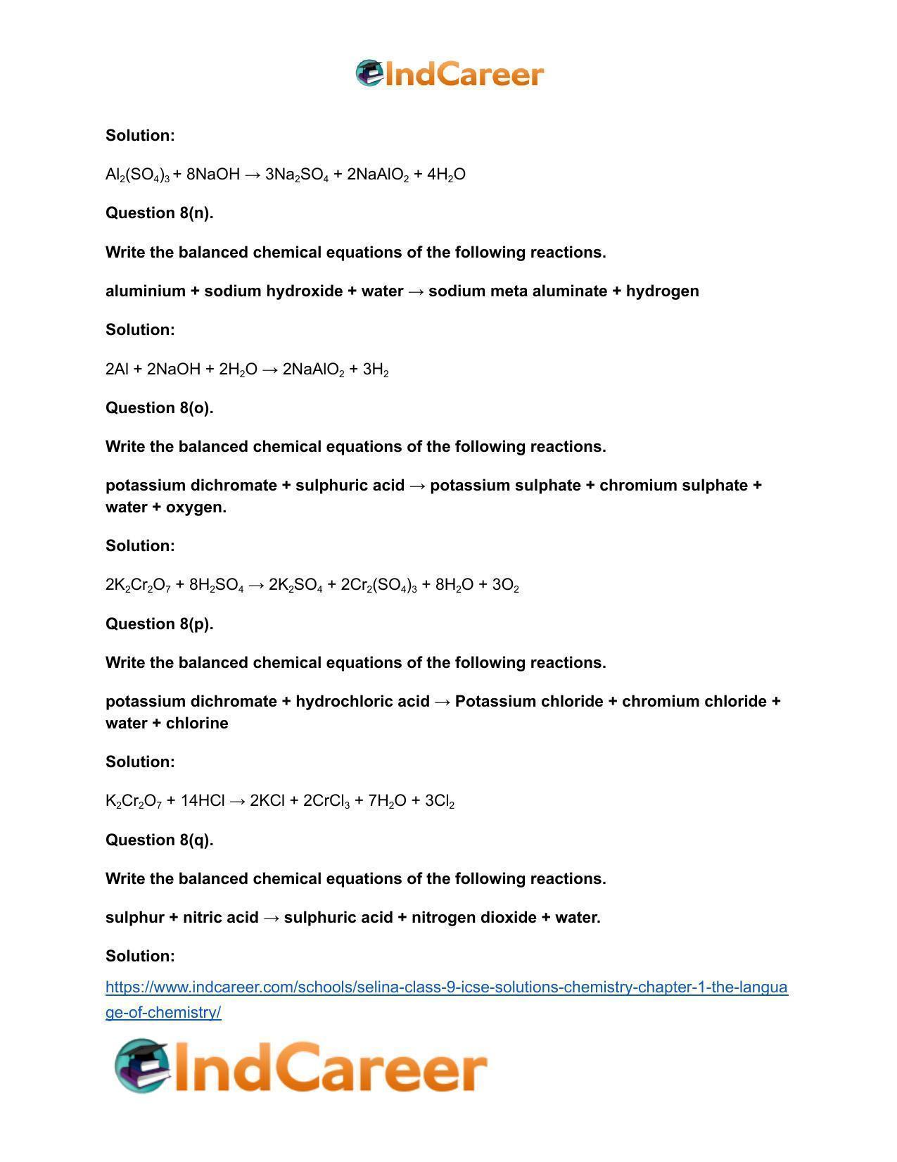 Selina Class 9 ICSE Solutions Chemistry : Chapter 1- The Language of Chemistry - Page 23