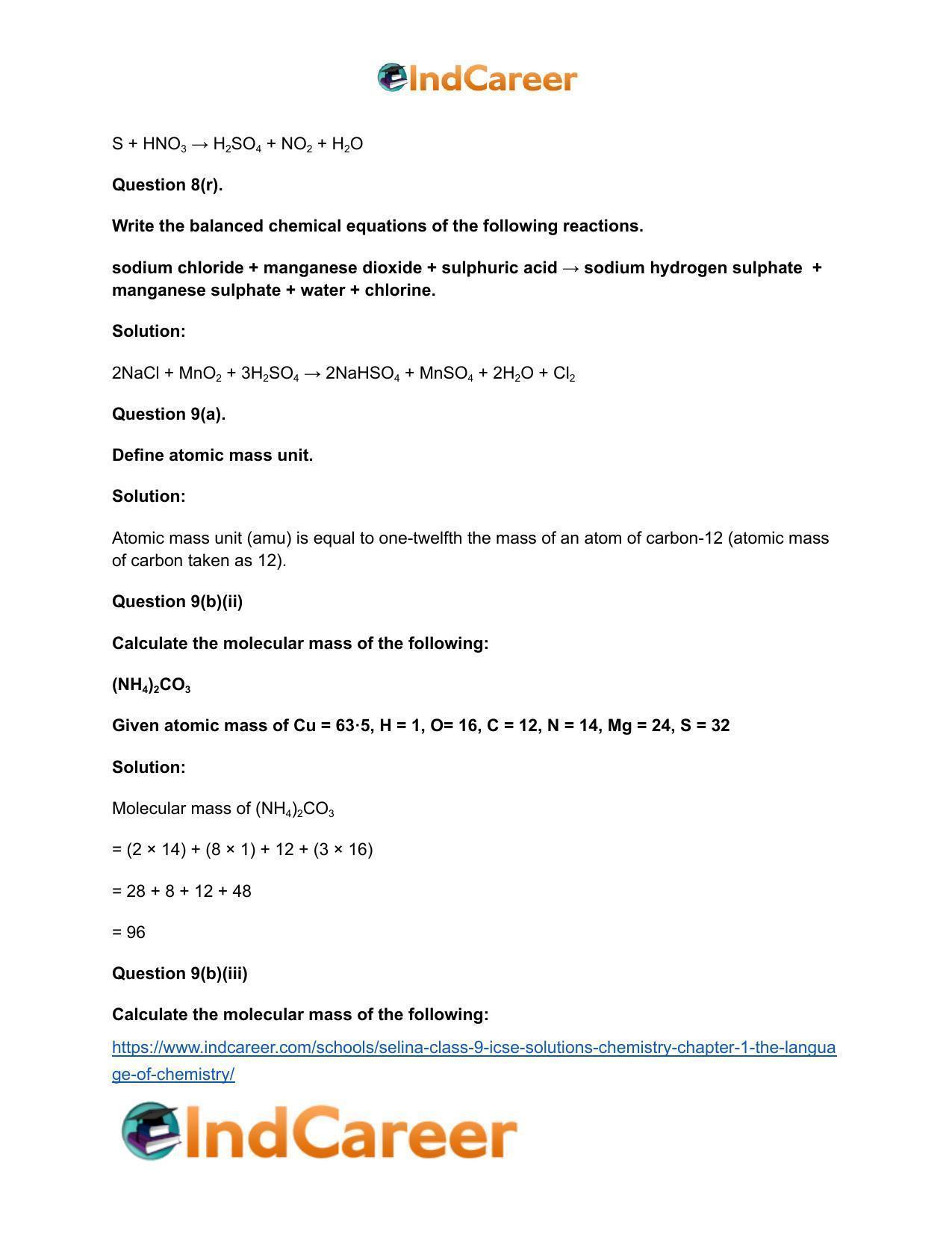 Selina Class 9 ICSE Solutions Chemistry : Chapter 1- The Language of Chemistry - Page 24