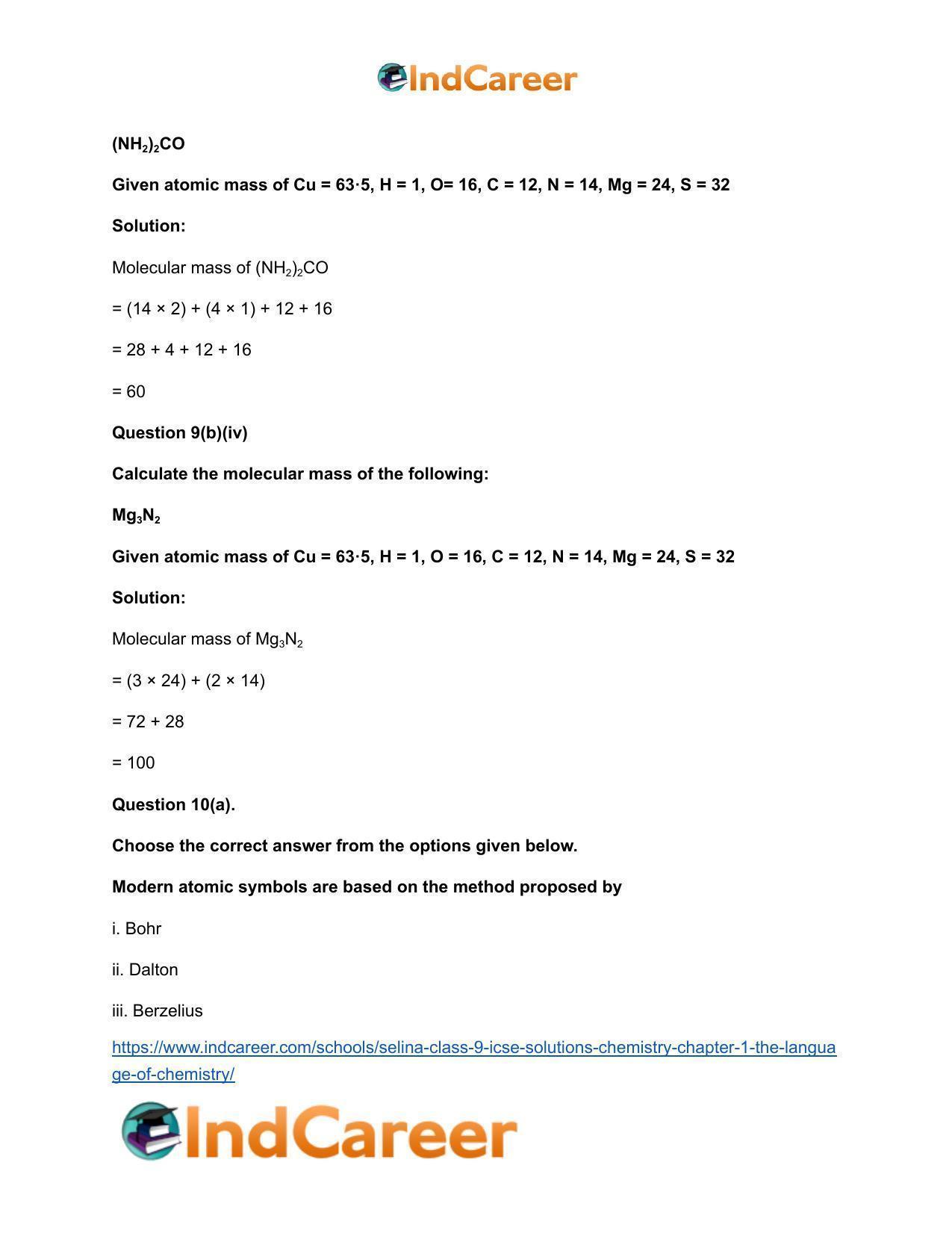 Selina Class 9 ICSE Solutions Chemistry : Chapter 1- The Language of Chemistry - Page 25