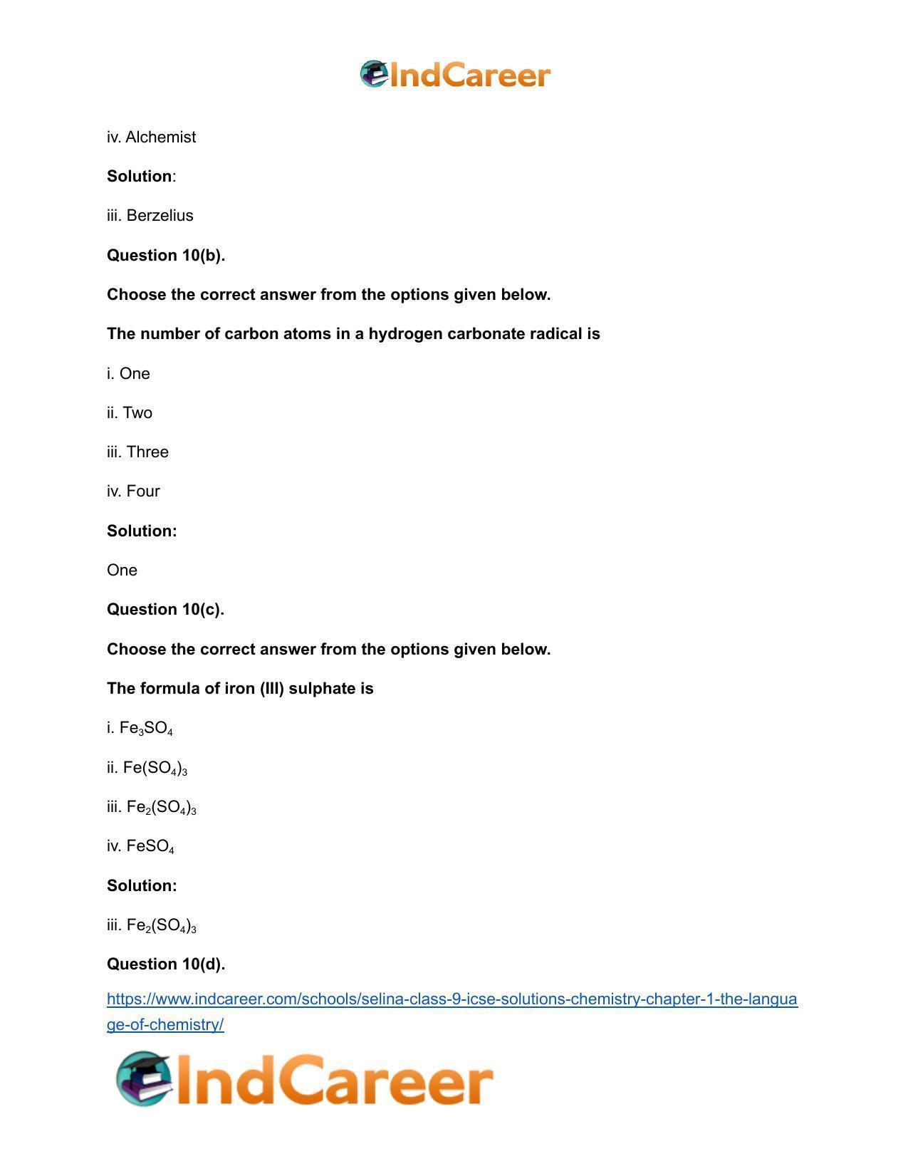 Selina Class 9 ICSE Solutions Chemistry : Chapter 1- The Language of Chemistry - Page 26