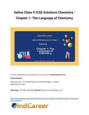 Selina Class 9 ICSE Solutions Chemistry : Chapter 1- The Language of Chemistry