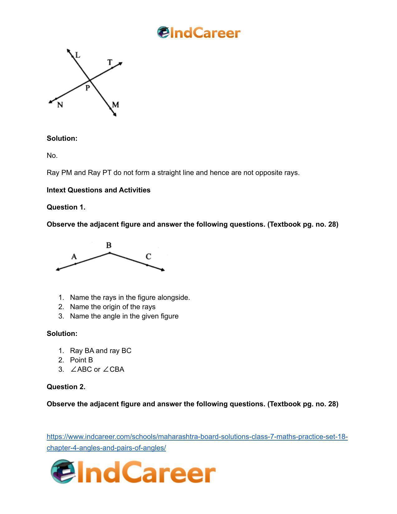 Maharashtra Board Solutions Class 7-Maths (Practice Set 18): Chapter 4- Angles and Pairs of Angles - Page 3