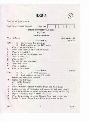 AP Inter 2nd Year Internet Technologies-II May-2019-Vocational Question Paper
