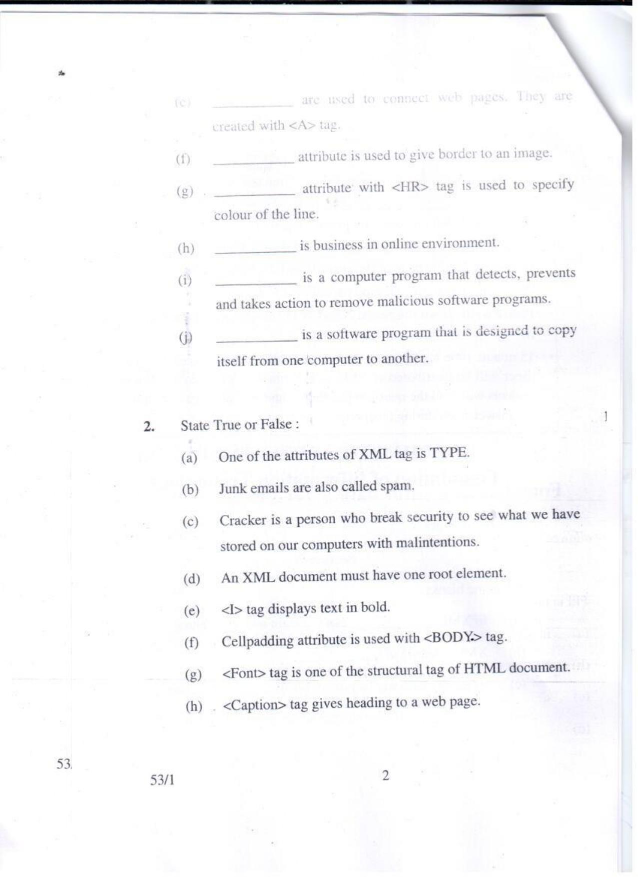 CBSE Class 10 Foundation Of Information Technology JSR Set-4-Delhi- 10 2016 Question Paper - Page 2