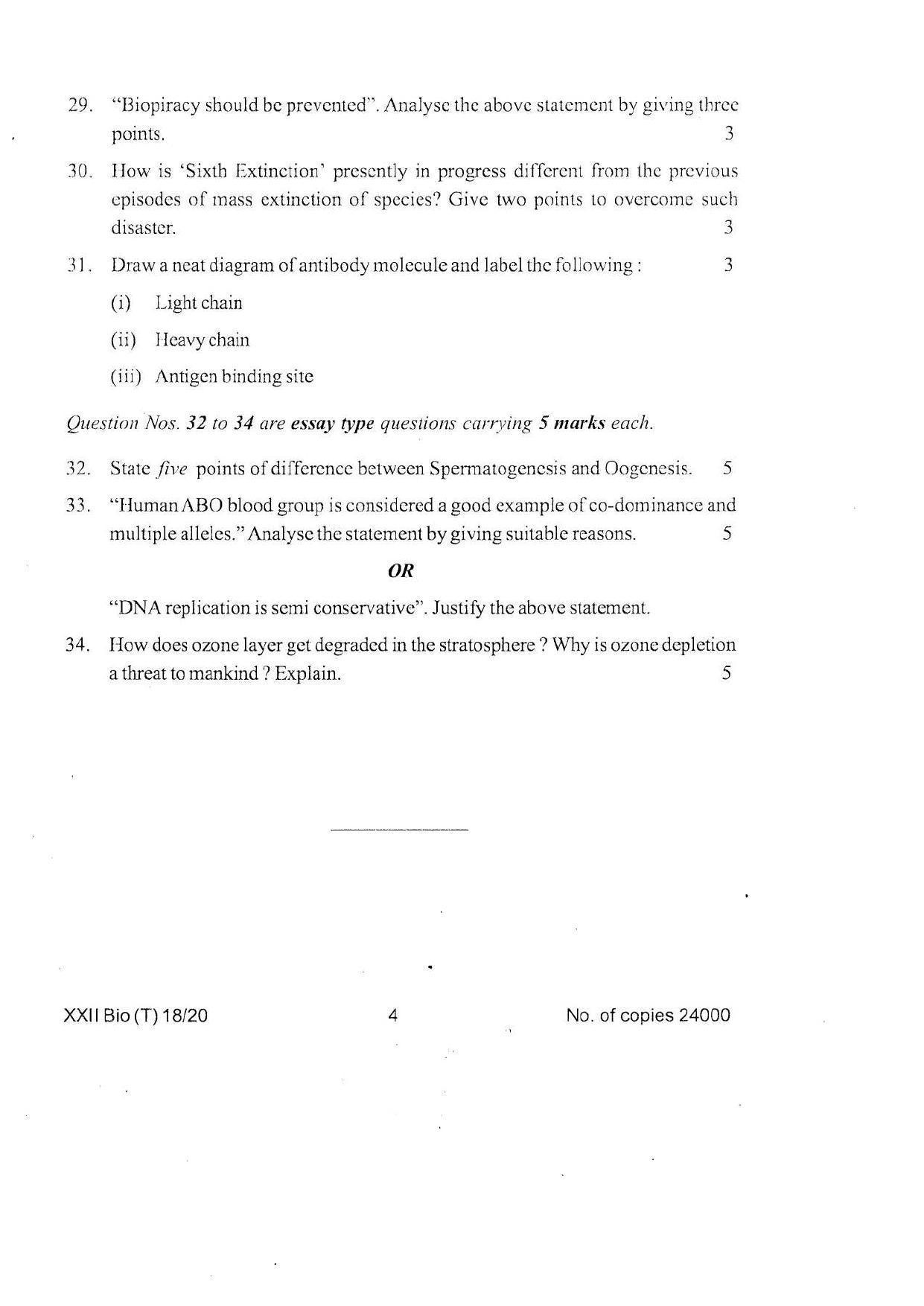 COHSEM Class 12 Biology Question Papers 2020 - Page 4