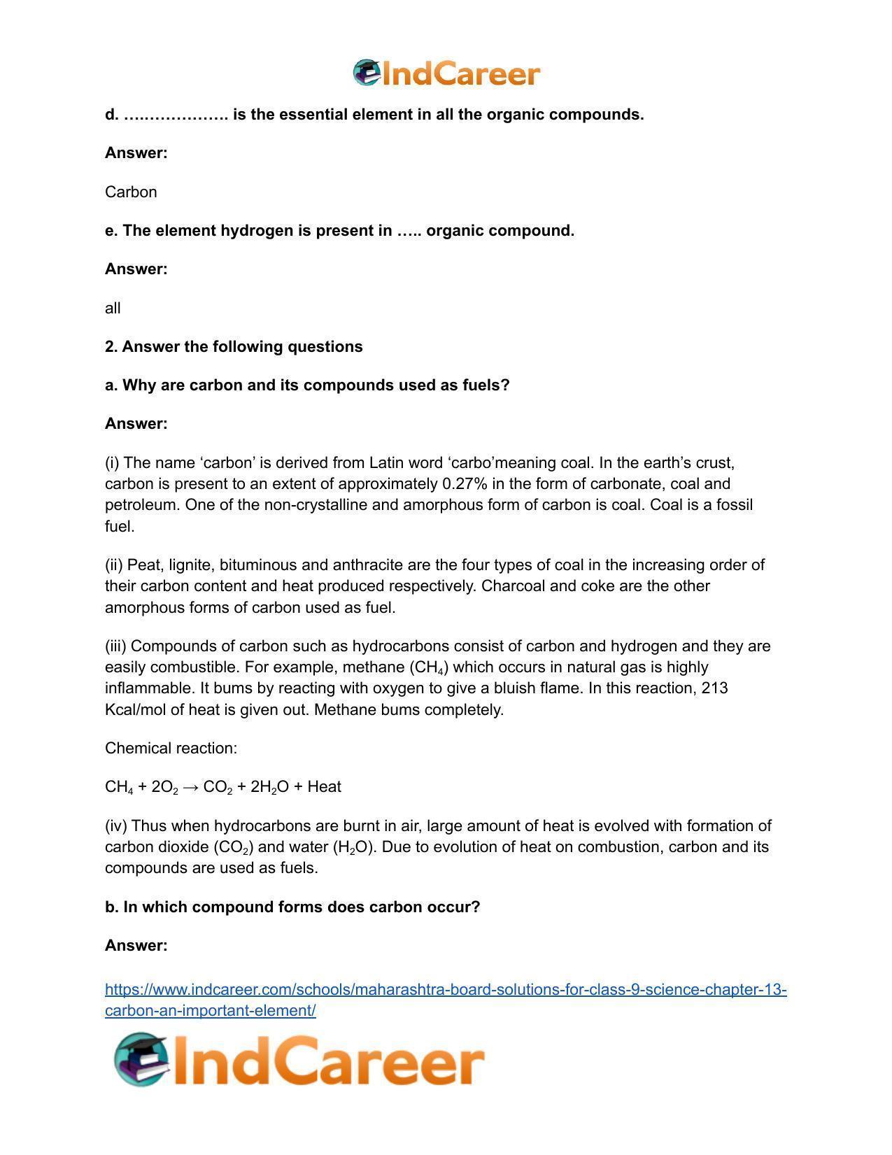 Maharashtra Board Solutions for Class 9- Science: Chapter 13- Carbon: An Important Element - Page 3
