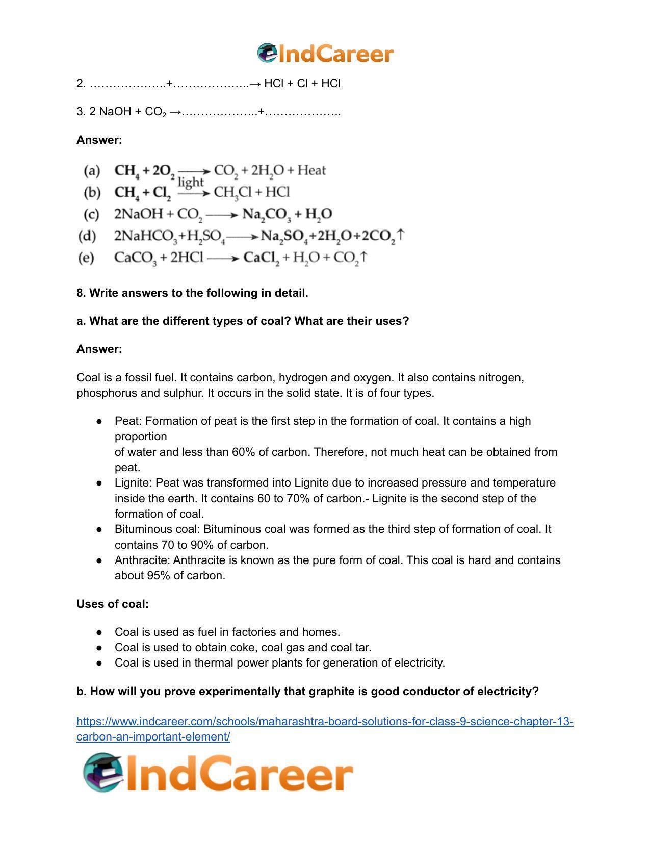 Maharashtra Board Solutions for Class 9- Science: Chapter 13- Carbon: An Important Element - Page 10