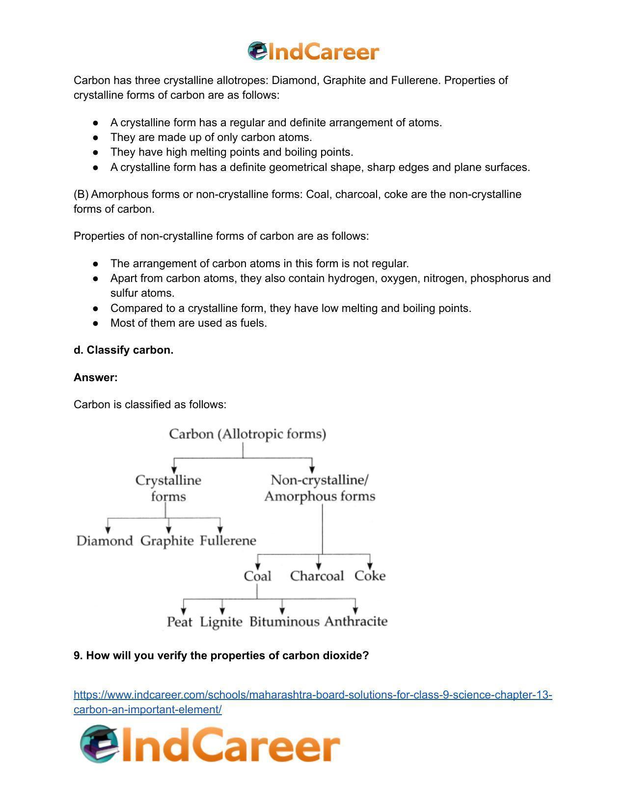 Maharashtra Board Solutions for Class 9- Science: Chapter 13- Carbon: An Important Element - Page 12