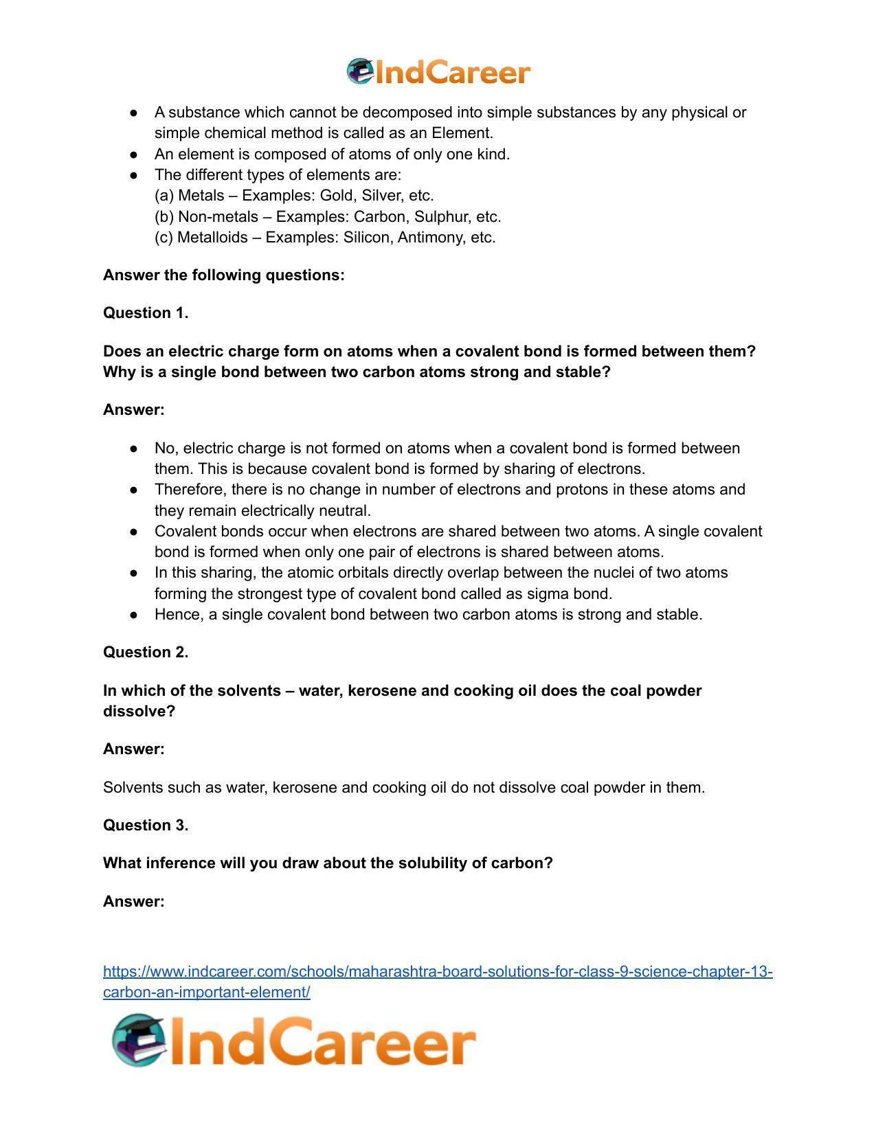 Maharashtra Board Solutions for Class 9- Science: Chapter 13- Carbon: An Important Element - Page 14