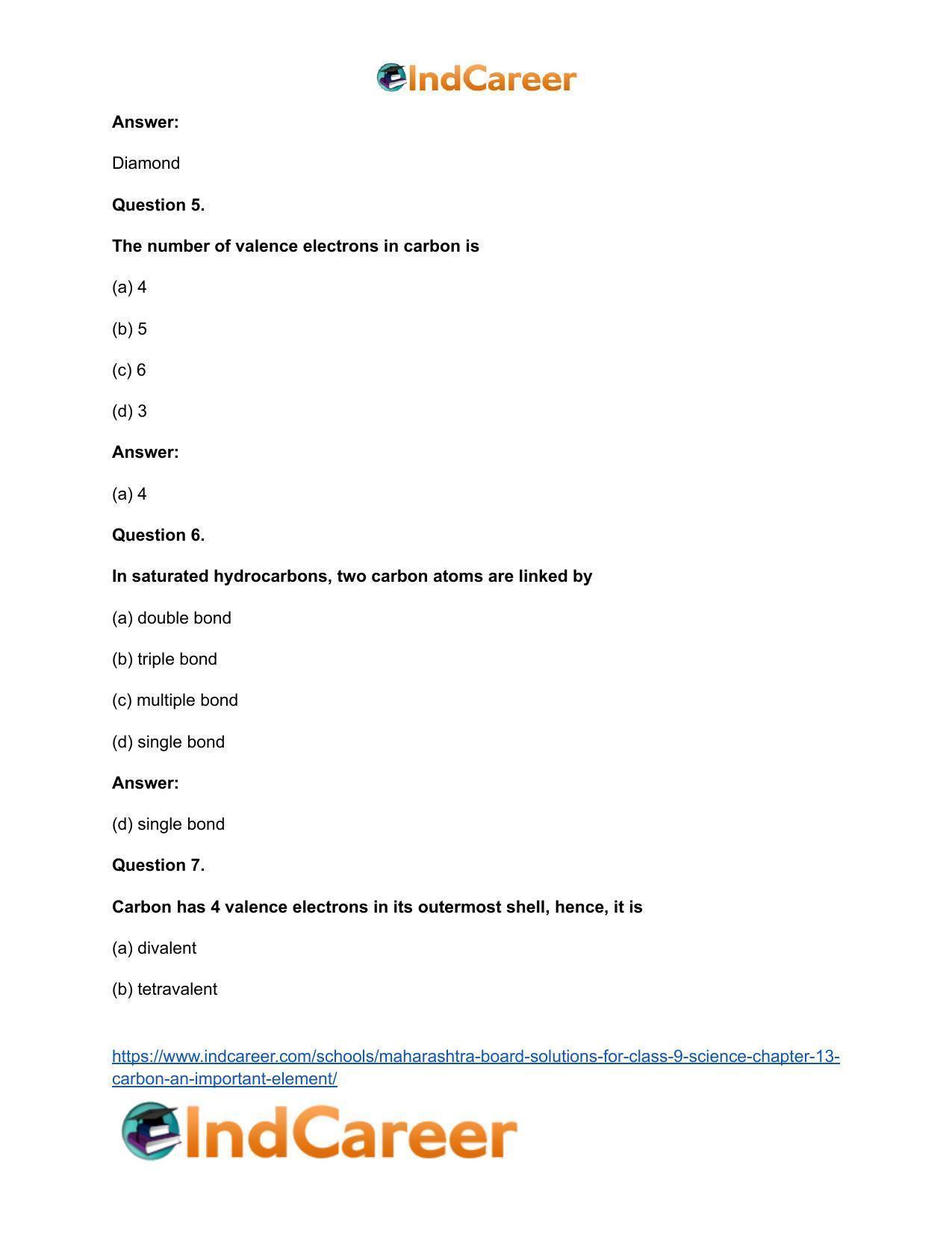 Maharashtra Board Solutions for Class 9- Science: Chapter 13- Carbon: An Important Element - Page 17