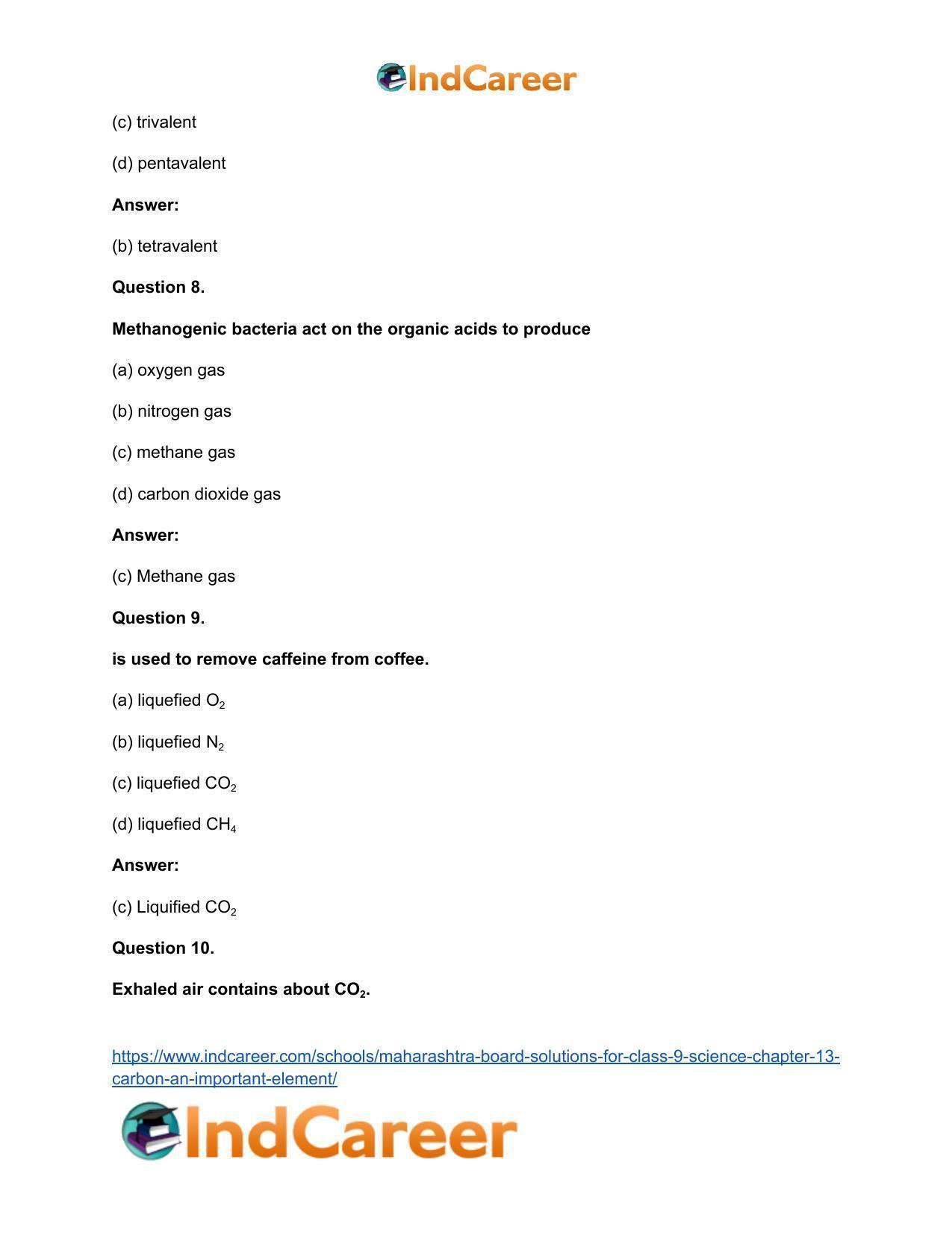 Maharashtra Board Solutions for Class 9- Science: Chapter 13- Carbon: An Important Element - Page 18