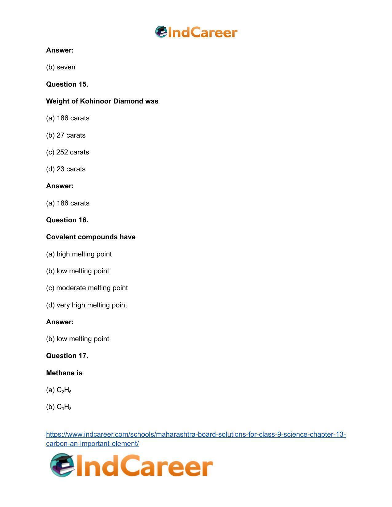 Maharashtra Board Solutions for Class 9- Science: Chapter 13- Carbon: An Important Element - Page 21