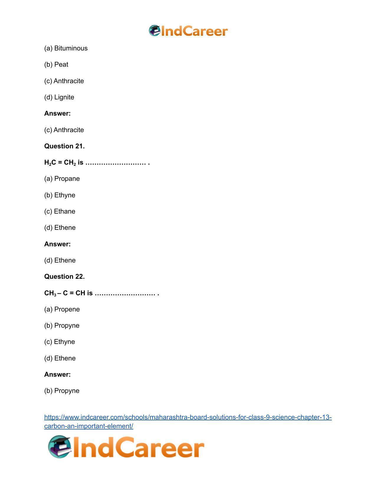 Maharashtra Board Solutions for Class 9- Science: Chapter 13- Carbon: An Important Element - Page 23