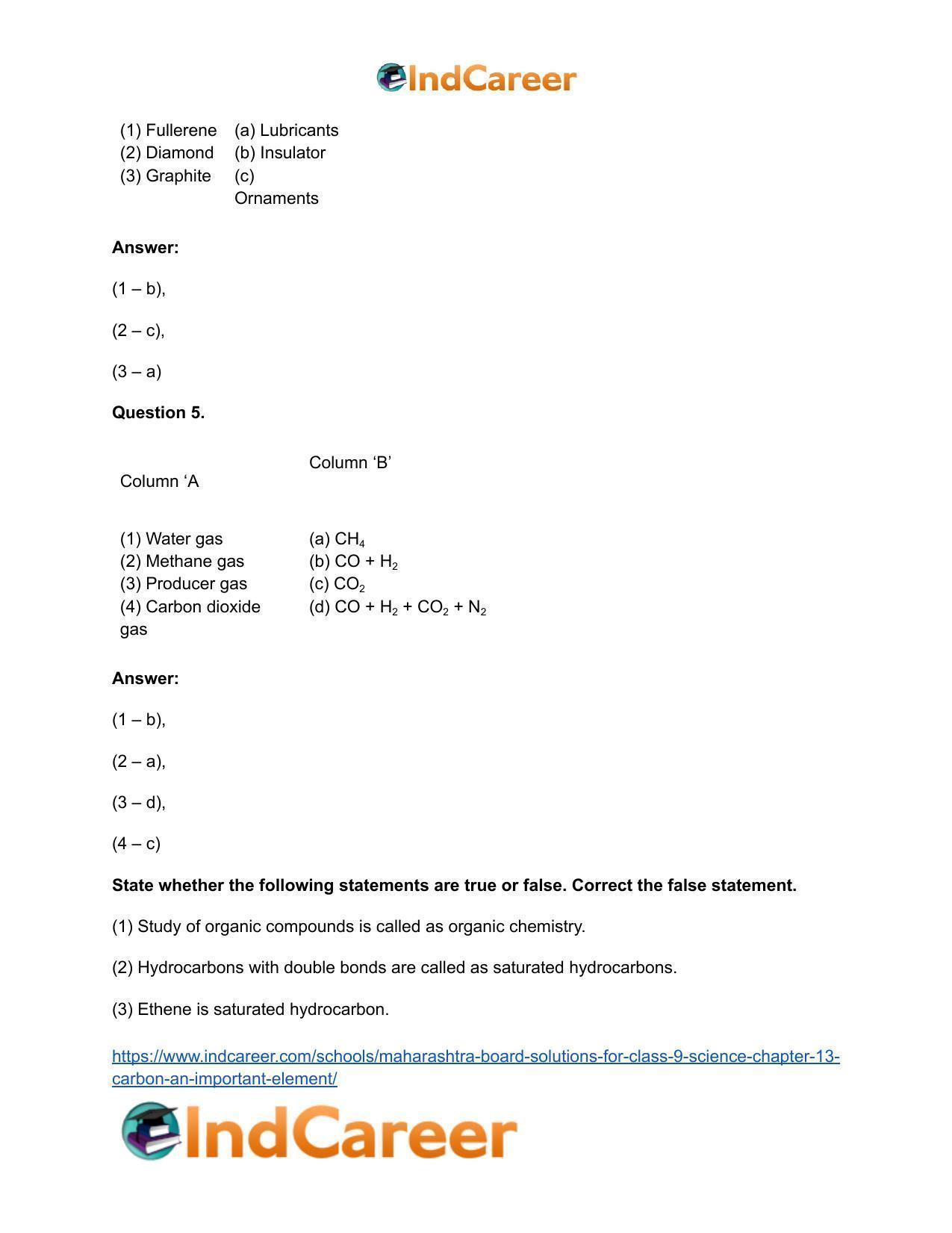 Maharashtra Board Solutions for Class 9- Science: Chapter 13- Carbon: An Important Element - Page 29
