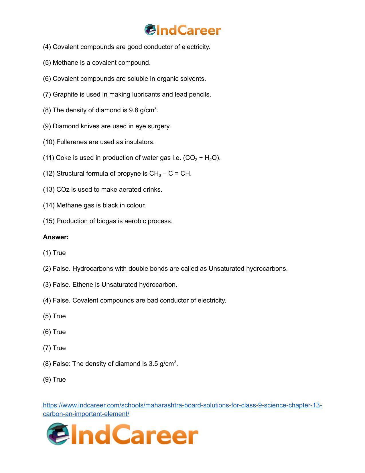 Maharashtra Board Solutions for Class 9- Science: Chapter 13- Carbon: An Important Element - Page 30