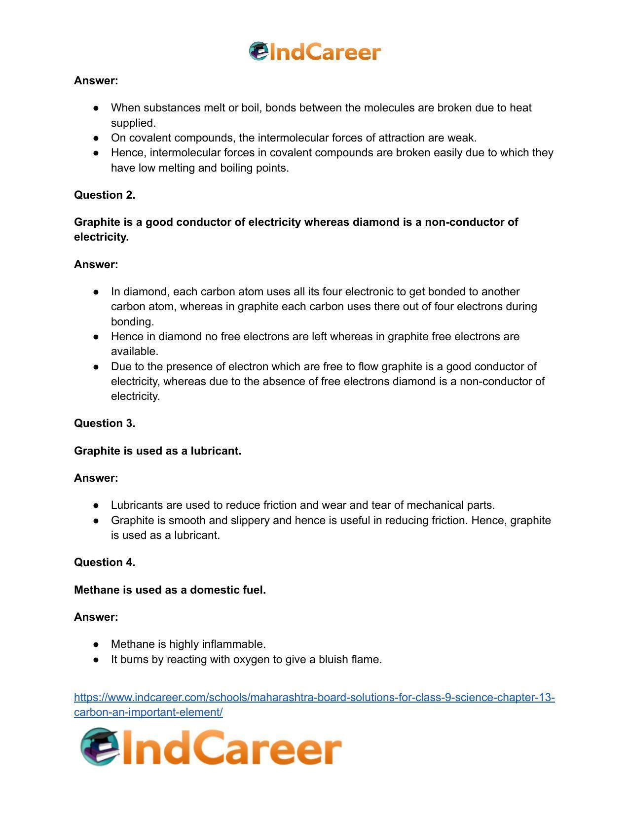 Maharashtra Board Solutions for Class 9- Science: Chapter 13- Carbon: An Important Element - Page 34