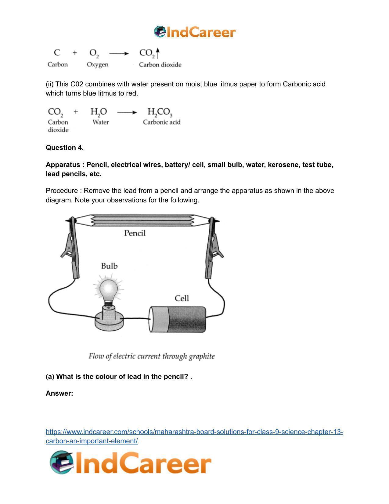 Maharashtra Board Solutions for Class 9- Science: Chapter 13- Carbon: An Important Element - Page 52