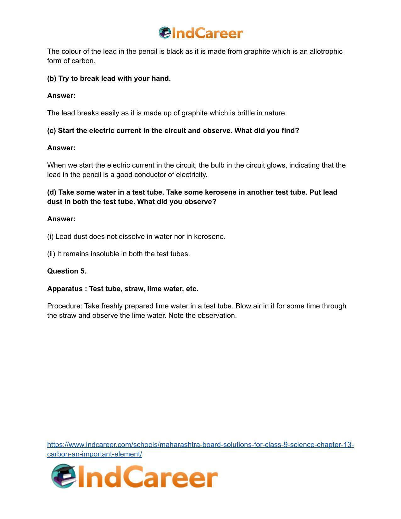 Maharashtra Board Solutions for Class 9- Science: Chapter 13- Carbon: An Important Element - Page 53