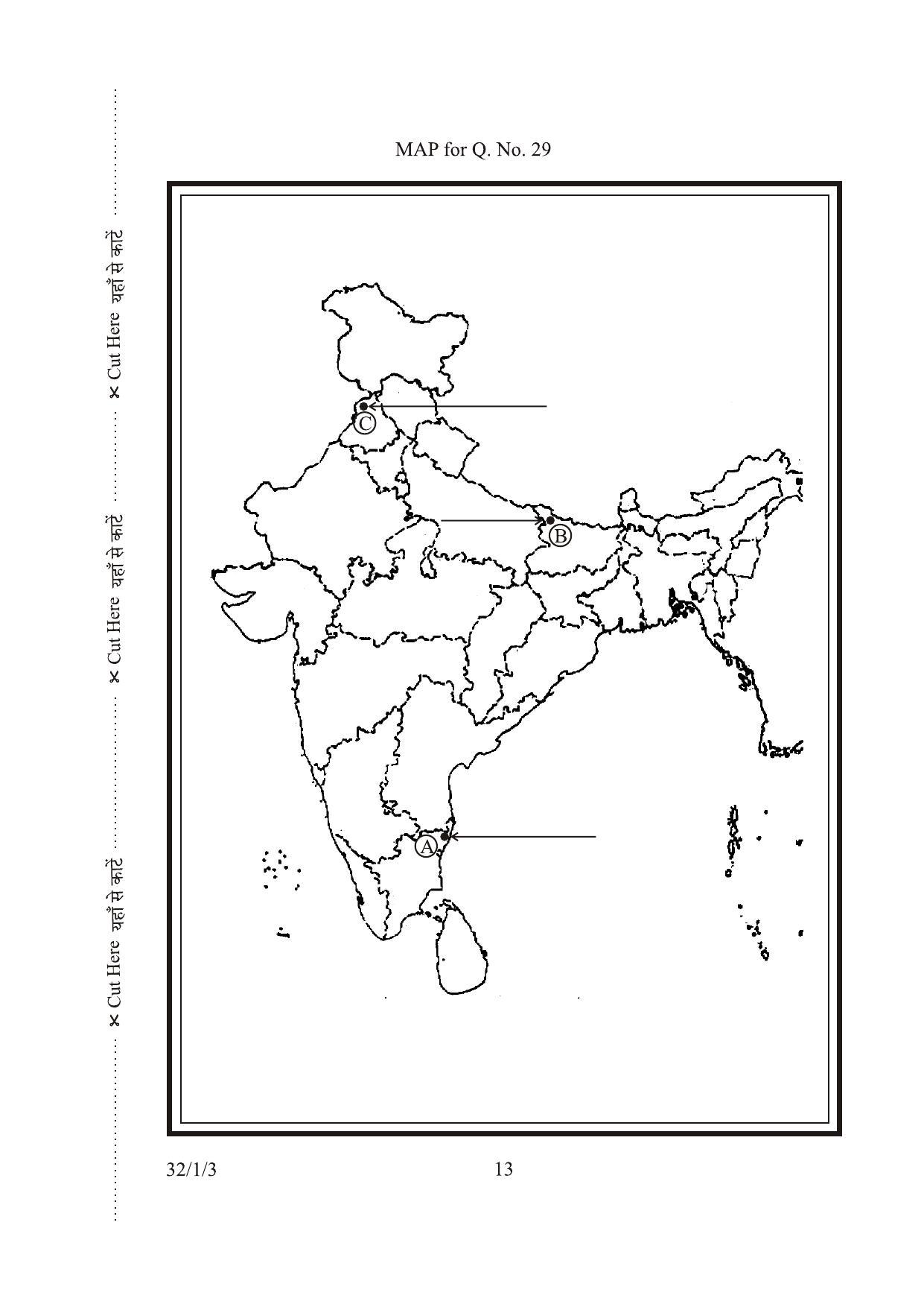 CBSE Class 10 32-1-3 Map SOCIAL SCIENCE 2016 Question Paper - Page 1