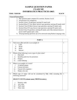 CBSE Class 12 Informatics Practices Sample Paper 2023