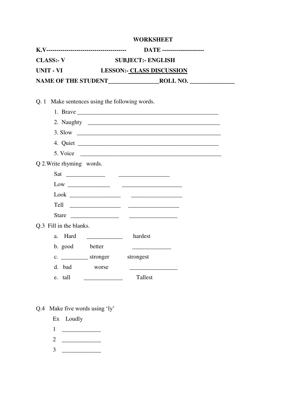 Worksheet for Class 5 English Caught in Web Assignment - Page 1