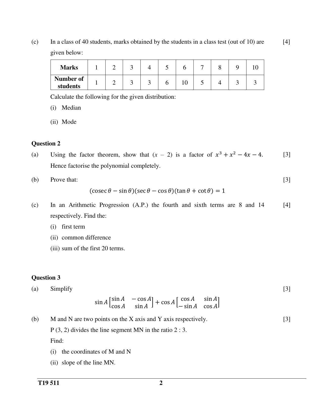 ISC Class 12 2019 Mathematics Question Paper - Page 2
