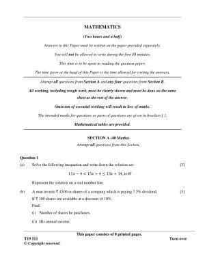 ISC Class 12 2019 Mathematics Question Paper