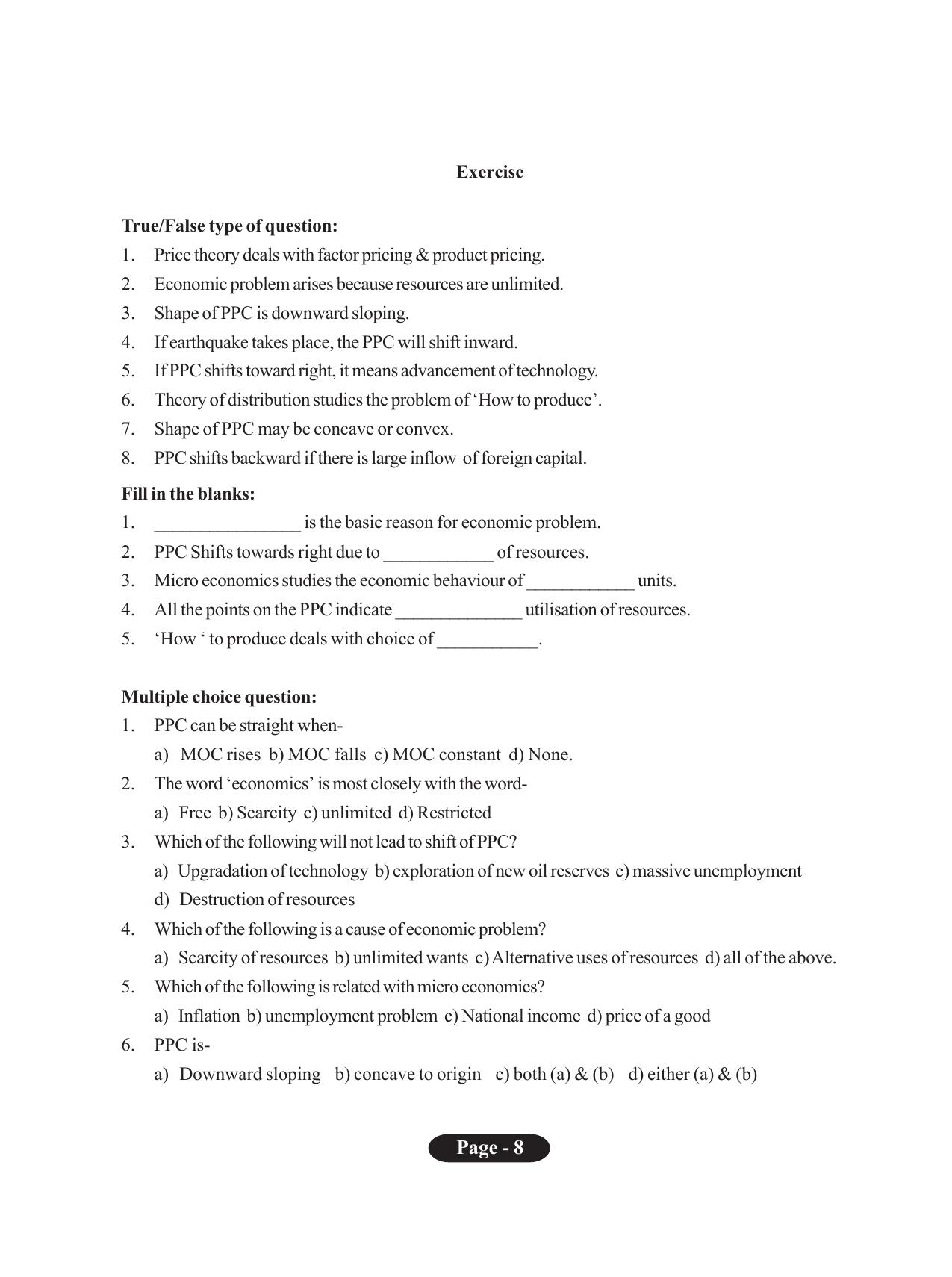 Tripura Board Class 11 Economics English Version Workbooks - Page 12