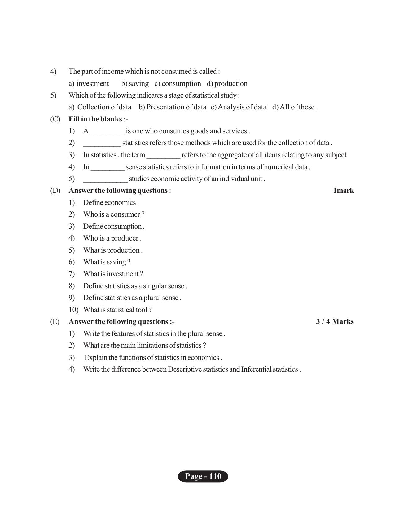 Tripura Board Class 11 Economics English Version Workbooks - Page 114