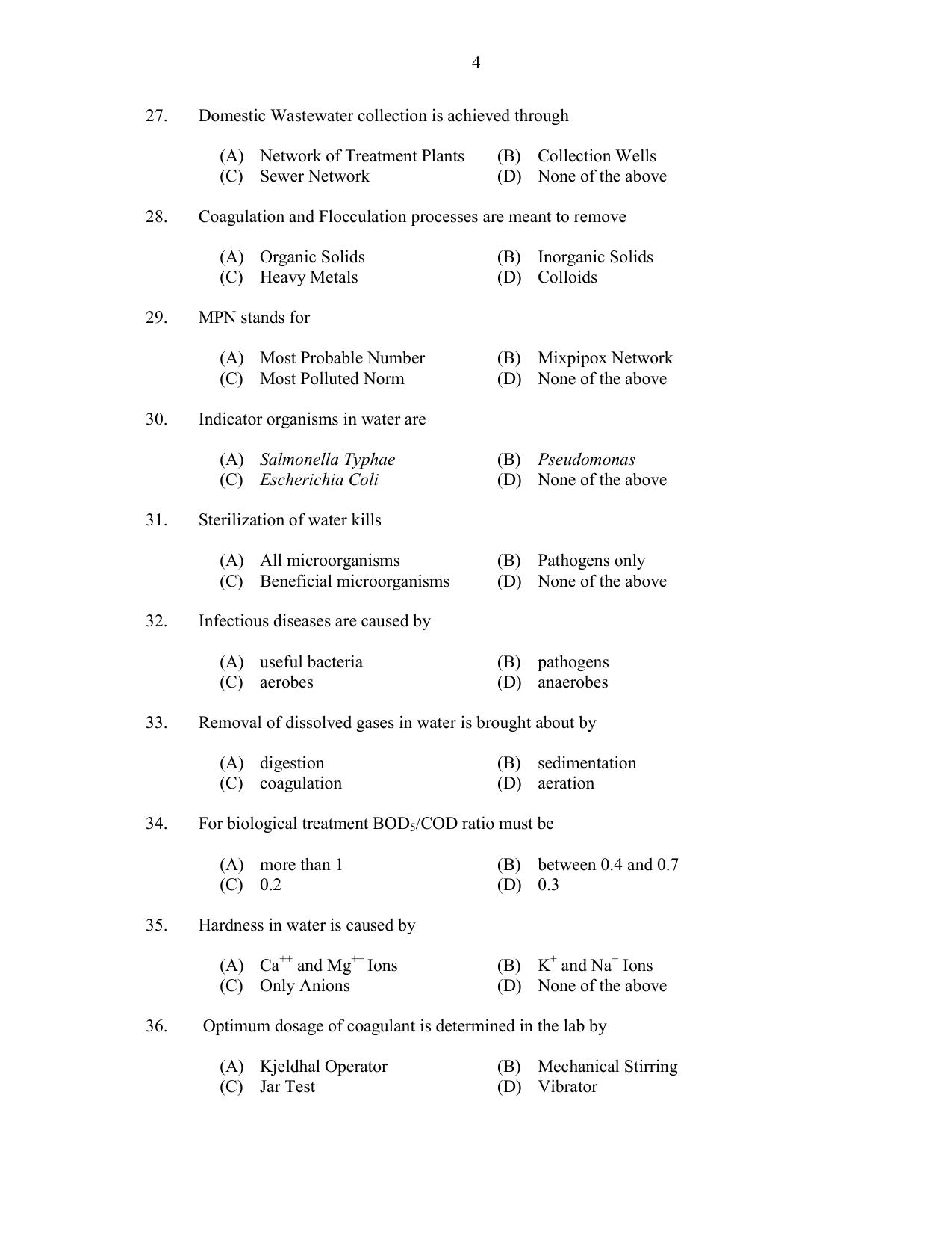 CUSAT CAT 2017 Engineering Science Question Paper - Page 4