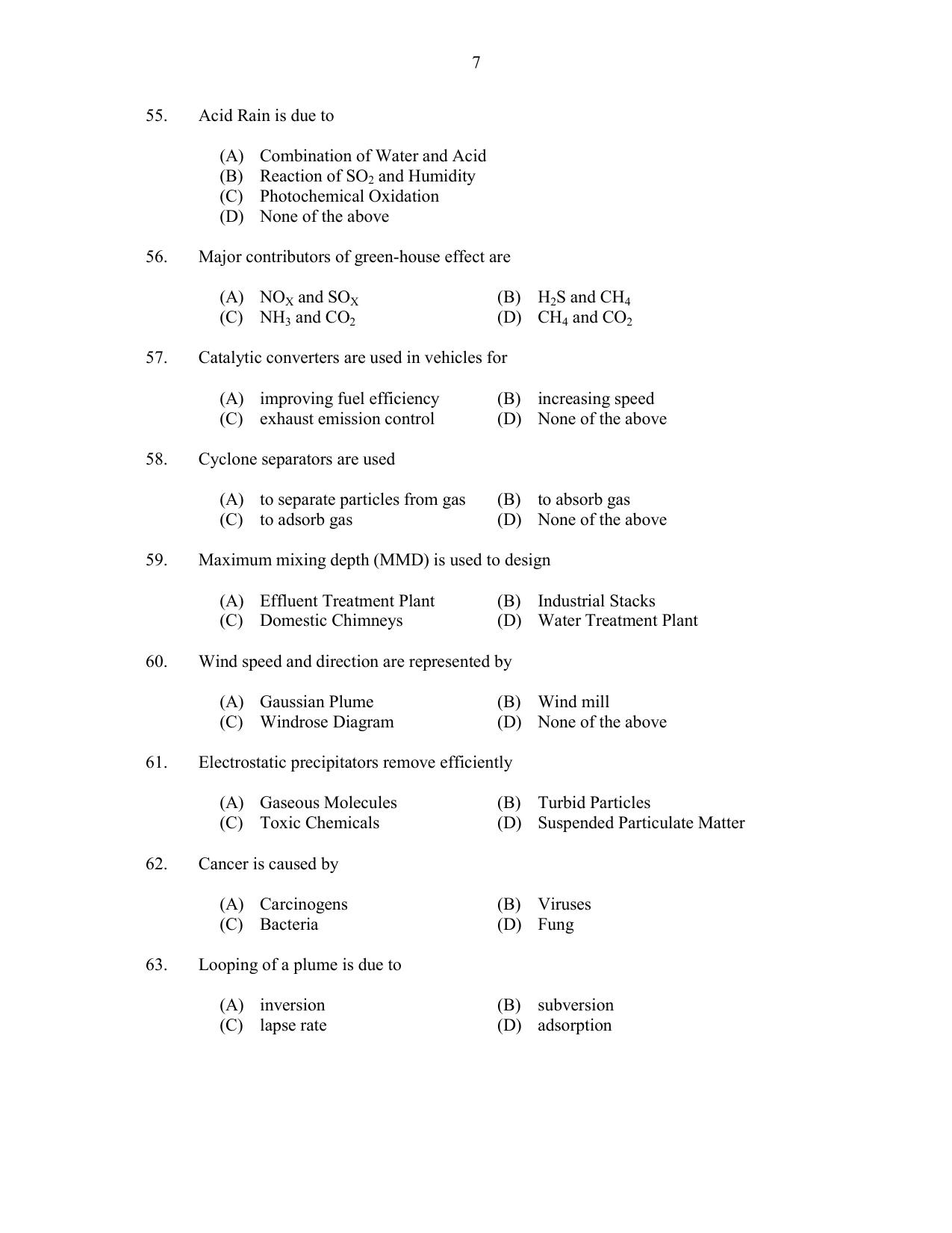 CUSAT CAT 2017 Engineering Science Question Paper - Page 7